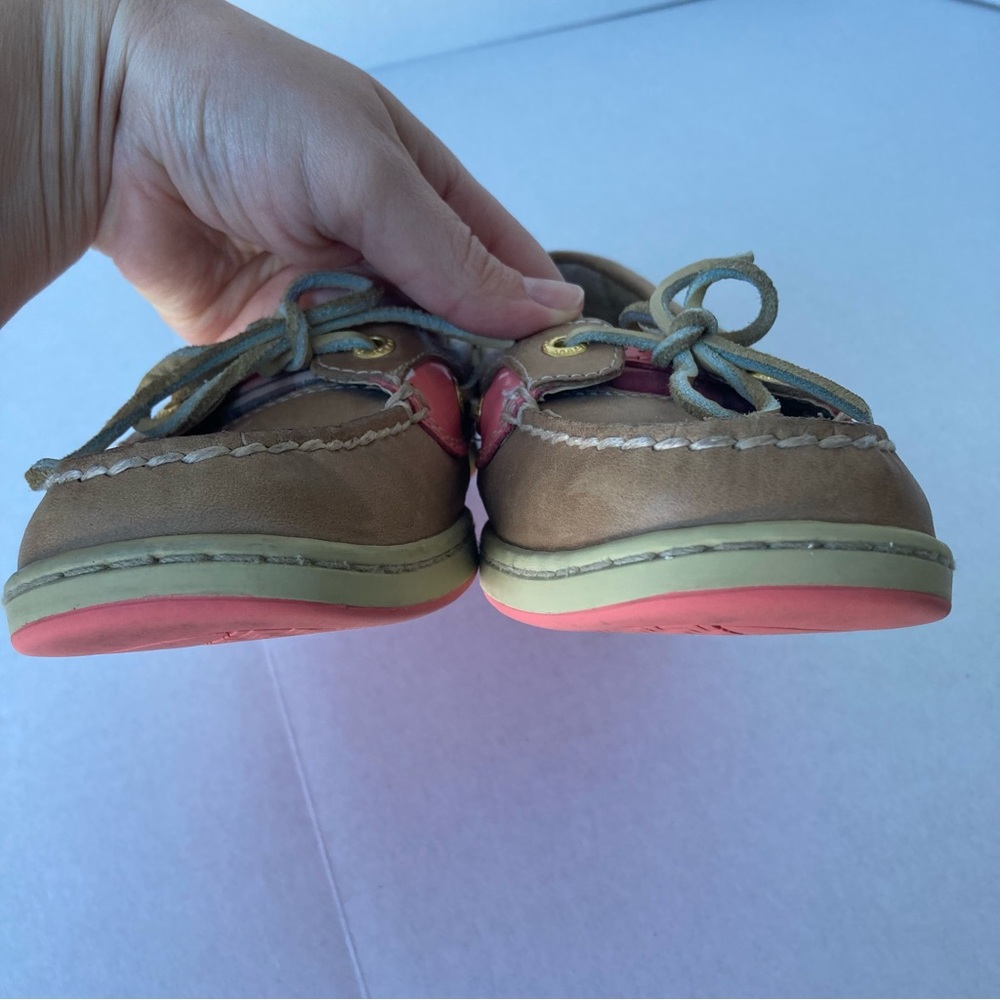Sperry Leather Women Plaid Boat Shoes‎ Loafers Pink and Tan Size 8 - Picture 5 of 11